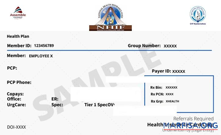 Downloadable Tanzania health insurance card example